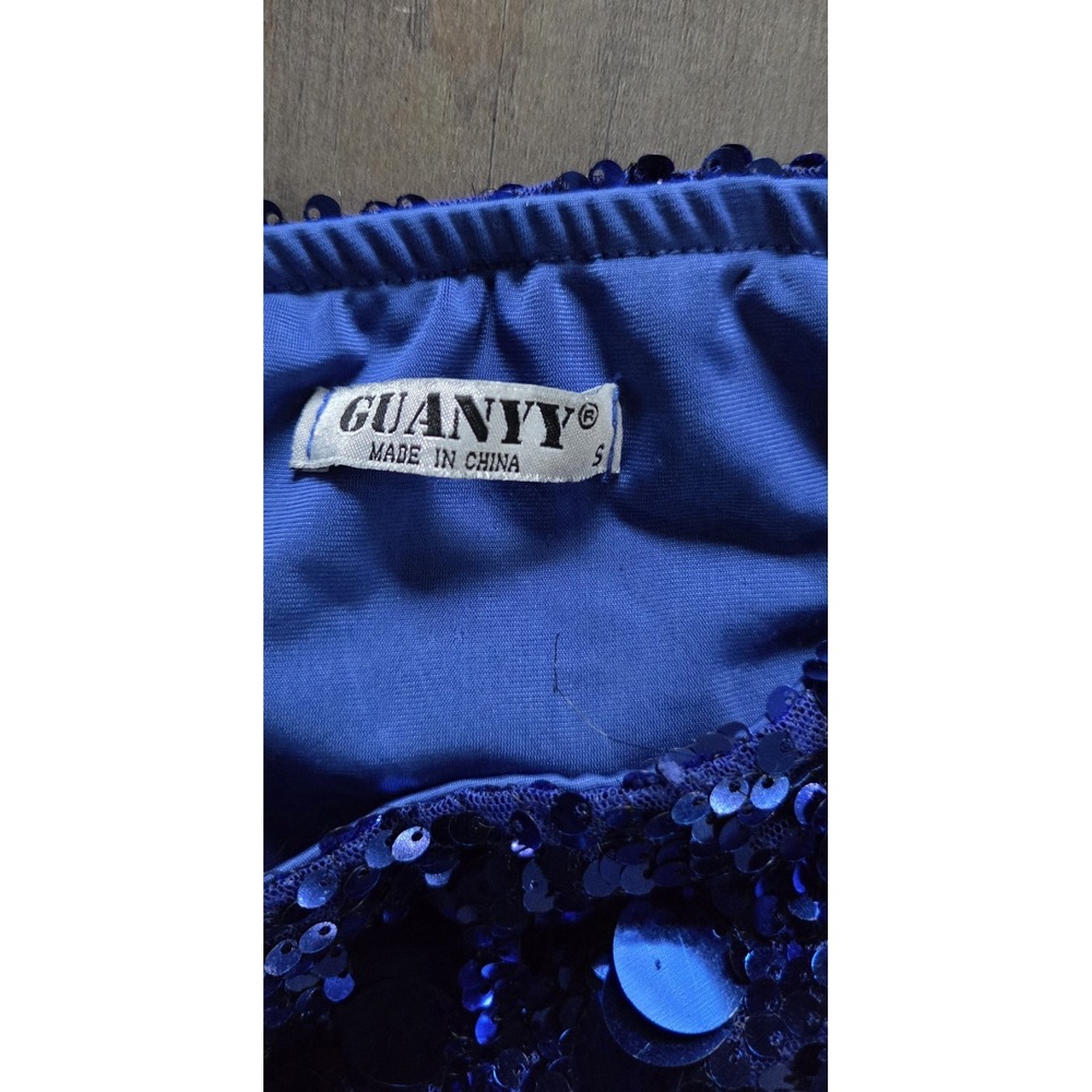 Guanyy Royal Blue Sequin Mini Skirt With Elastic Waist Women S Retro Y2K - Picture 2 of 4